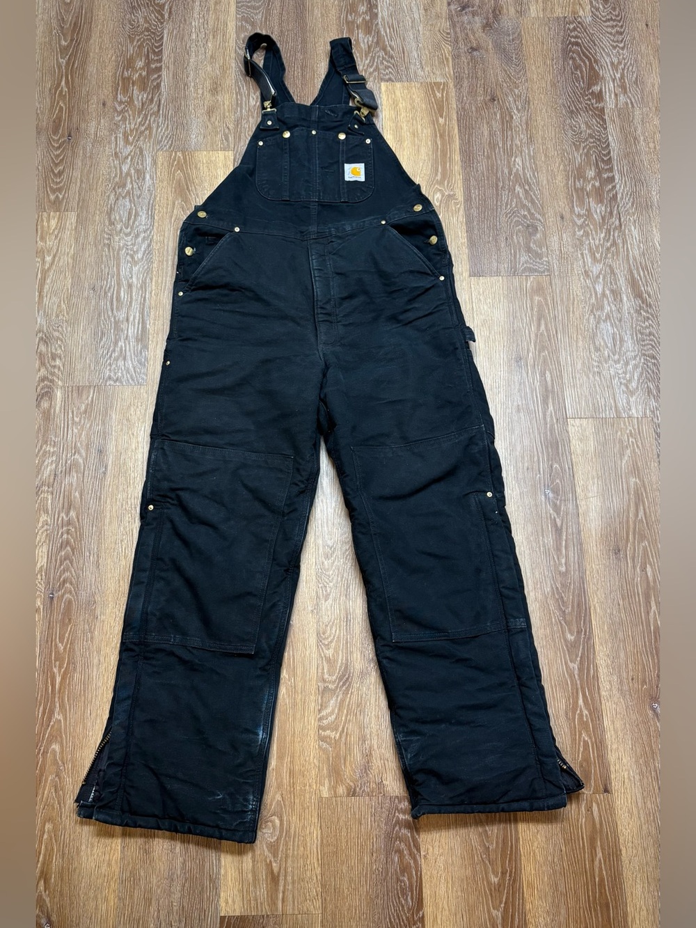 Carhartt Black  Bib Overalls with Reinforced Knees